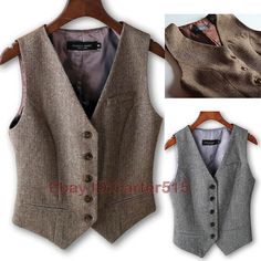 Womens British Style Wool Blend Retro Slim Waistcoat Size:S-4XL Color:Brown,Gray Material:Wool Blend Description:   Note: 1.Measured by hand ,may 1-2cm error.measure yourslef before order it. 2.As different computers display colors differently, the color of the actual itemmay vary slightly from the above images. 3.We can not guarantee 100% the customers can fit the shoes because of the individual size.We appreciate your understanding       Payment Delivery details Shipping Method: Air Mail(18-25 Business Vest With Buttons For Fall, Classic Fall Office Vest, Classic Single-breasted Vest For Fall, Fall Vest With Buttons For Tailoring, Casual Fall Blazer With Vest, Tailored Winter Vest For Office, Tailored Office Vest For Winter, Office Vest With Pockets For Fall, Classic Fall Vest With Buttons