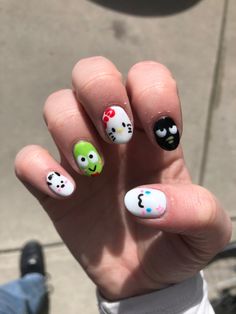 Hello Kitty Manicure Short Nails, Hello Kitty Nails Short Easy, Cute Sanrio Nails Short, Keroppi Nails Short, Simple Hello Kitty Nails Short, Hello Kitty Nails Art Short, Hello Kitty Painted Nails, Easy Sanrio Nails