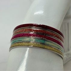 Gymboree, Set Of 5 Girls Glitter Enamel Bangle Bracelets, Nwt, Tween Bracelets Silver Tone Hardware. Red, Orange, Pink, Blue And Silver Glitter Enamel. Measure 2.25” Diameter. New With Tag. Adjustable Glitter Bracelets For Gifts, Adjustable Glitter Bracelets As Gift, Adjustable Silver Glitter Jewelry, Silver Glitter Bracelets As Gifts, Silver Glitter Bracelets As A Gift, Silver Glitter Bracelet As Gift, Adjustable Silver Glitter Bracelets, Adjustable Silver Bracelets With Glitter, Cat Bracelet