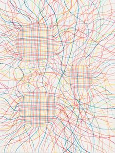 an abstract pattern made up of colored lines