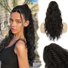 PRICES MAY VARY. 【Product Details】This gorgeous claw clip wavy ponytail extension is crafted from the highest quality, heat-resistant synthetic fiber, and it's so realistic and authentic, you'll absolutely love it! It's 18 inches/46 cm long and weighs 160 g/0.35 lb. 【Cute & Stylish Look】This 18-inch wavy ponytail is an ideal solution for those seeking a quick and easy way to refresh their overall hair look. Its beautiful curls add a touch of elegance, its perfect length ensures comfort, and its sturdy claw clip guarantees style retention throughout the day. 【Time-Saver & Beginner Friendly】In just a few seconds, you can transform your look with this amazing ponytail extension! All you have to do is put your hair into a little ponytail or a tight bun, open the claw clip, and clip on the pony Brown Ponytail, Claw Clip Ponytail, Silver Haired Beauties, Clip Ponytail, Elegant Ponytail, High Pony, Wavy Ponytail, Amazing Hairstyles, Hairpieces For Women