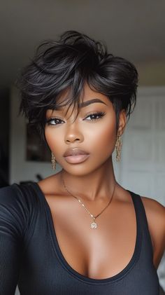 👑 Ethereal Stylish Short Haircuts Short Haircuts for Black Women Inspiration Women Pixie Cut, Styling Guide, Pixie Styles, Haircuts Short, Voluminous Hair, Women's Hair