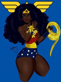 a drawing of a woman wearing a wonder costume and holding a yellow star in her right hand