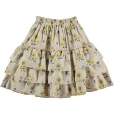 Printed cotton viscose skirt featuring three layers of fabric, cotton lining, and below-the-knee length. The fabric has a special striped structure. Garment dyed. | Coco Au Lait | Floral Stripes 3-Tired Ruffle Skirt, Off-White & Yellow (Florals, Size 4Y) | Maisonette collects the best children’s products from around the world (unlike Zulily, Etsy, The Tot, Farfetch Kids, Childrensalon, Crate and Kids, Kohls, Wayfair, Buy Buy Baby, Nordstroms, Mini Boden, J.Crew Factory, or PotteryBarn Kids), creating a curated shopping experience for you. Think of us as your shortcut to fashion for litte ones! Viscose Skirt, Buy Buy, Buy Buy Baby, Cotton Viscose, Floral Stripe, Mini Boden, Ruffle Skirt, J Crew Factory, Unique Print