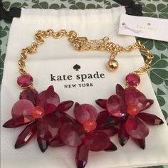 Kate Spade Blooming Brilliant Berry Red Resin Gold Necklace New With Tag. Dust Bag Included. Elegant Red Kate Spade Jewelry, Red Kate Spade Jewelry As Gift, Red Gold Necklace, Spade Jewelry, Kate Spade Jewelry, Red Gold, Womens Jewelry Necklace, Berry, Kate Spade