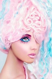 Image result for candyland marie antoinette Theatrical Outfits, Candyland Makeup, Cotton Candy Makeup, Marie Antoinette Style, Portraits Ideas, Candy Makeup, Blue Cotton Candy