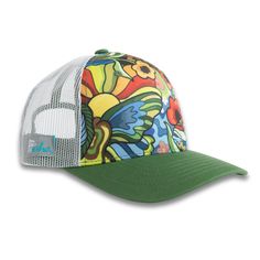 MID PROFILE FIT SPECS: 53% Polyester 47% Cotton Adjustable snapback closure One Size Fits All Mesh back Plastic snap Hard buckram Summer Trucker Baseball Cap With Flat Bill, Spring Sports Trucker Hat With Curved Bill, Spring Sports Trucker Hat With Curved Brim, Multicolor 5-panel Trucker Hat For Outdoor, Summer Flat Bill Snapback Hat One Size, Curved Brim Trucker Hat For Spring Sports, Adjustable Flat Bill Sun Hat For Spring, Adjustable Trucker Hat For Spring, Spring Outdoor Trucker Hat With Curved Brim