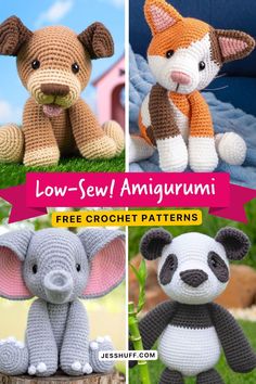 four amigurmi crochet patterns for stuffed animals