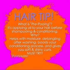 I pre-poo and detangle my hair before every wash... it helps. Cabello Afro Natural, Hair Colorful, Homemade Hair, Hair Treatments, Healthy Hair Tips, Growth Tips