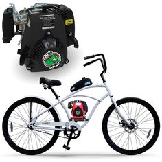 an image of a bike with a generator on the front and back wheels in different positions