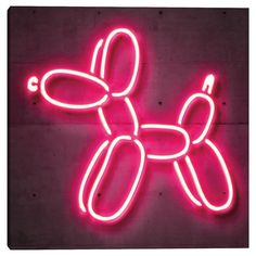 a neon sign with a dog on it's back in the shape of a poodle