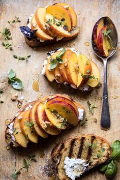 grilled peaches with goat cheese and herbs