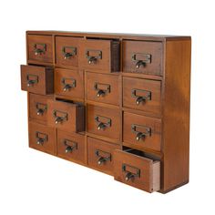 a large wooden cabinet with many drawers