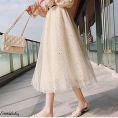 Nwt Nice Tulle Skirt The Ivory Skirt Has Sparkles In The Tulle Very Beautiful. The Other Colors Are Plain No Sparkles. Ivory Skirt, Womens Pleated Skirt, Moon Dress, Cheap Skirts, Layered Tulle Skirt, Mesh Skirt, Open Weave, Korea Fashion, Lace Fashion