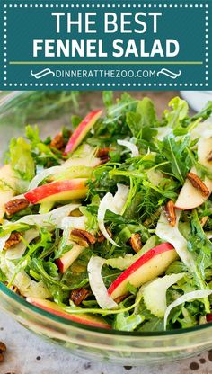 the best fennel salad with apples and pecans in a glass bowl