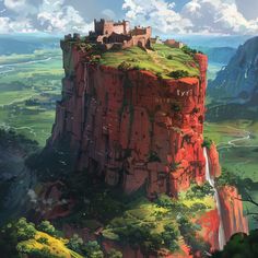 a castle perched on top of a tall cliff