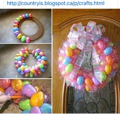 an easter wreath made out of plastic eggs