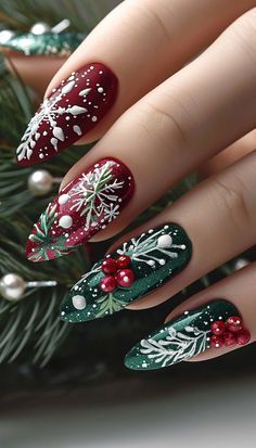 Christmas Nails Art, Festive Holiday Nails, Classy Nail Art Ideas, Festive Nail Designs