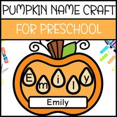 a pumpkin name craft for preschool with the words embly on it and an image of a