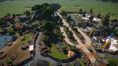 an aerial view of a park with lots of trees