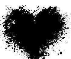 black ink splattered heart on white background