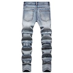 Material: Denim Length: Full Length Jeans Style: STRAIGHT Item Type: JEANS Gender: MEN Closure Type: Zipper Fly eta = 2-3 weeks Jeans For Men Fashion, Stitching Jeans, Motorcycle Fashion, Patchwork Denim Jeans, Full Length Jeans, Patchwork Denim, Motorcycle Style, Denim Patchwork, Men Vintage