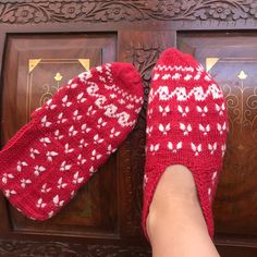 Handmade Knitted Slipper Socks. Will Fit Between Sizes 5-7 . Exciting Designs, Handmade . Great Christmas Gifts . Casual Knitted Socks, One Size, Casual Knitted Socks One Size, Casual Comfortable Hand Knitted Socks, Casual Hand Knitted Socks, Hand Knitted Yarn Socks Casual Style, Red Casual Hand-knitted Knitting Pattern, Warm Red Casual Socks, Comfortable Warm Red Socks, Shoes Handmade