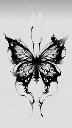 a black and white image of a butterfly with swirls on it's wings