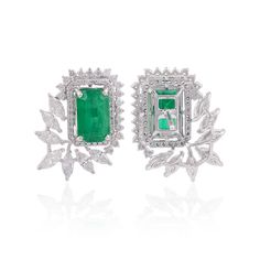 4.14TCW Emerald and Diamonds in 10k 14k 18K Solid White Gold Earrings Studs Natural Certified Zambian Colombian Halo Wedding Christmas Gift for Her Handmade Fine Jewelry Details :- Item Code:- SEE-1093 Gross Weight :- 6.17 gm 18k White Gold Weight :- 4.902 gm Diamond Weight :- 2.20 ct. (Si Clarity Hi Color Certified Diamonds) Emerald Weight :- 4.14 ct. Earrings Length :- 20.70 mm Earrings Width :- 16.33 mm Earrings Height :- 4.78 mm ≫ FAQ below for more detail. ✦ Sizing We can adjust most items Luxury Green Diamond Earrings For Wedding, Luxury Green Bridal Earrings, Elegant Green Diamond Cluster Earrings, Formal Fusion Earrings With Diamond Accents, Fusion Style Formal Earrings With Diamond Accents, Formal Fusion Style Earrings With Diamond Accents, Diamond Earrings With Diamond Accents In Fusion Style, Fusion Style Diamond Earrings With Accents, Diamond Fusion Earrings With Accents