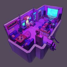 Arcade Concept Art, Cyberpunk Office, On My Way Home, Animation Inspiration, Childhood Dream, Fantasy Props, Time Painting, Work Place, Cafe Interior Design