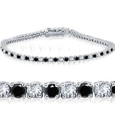 Pompeii3 - Fine Jewelry hand made by Pompeii3 in our USA factory.  Pompeii3 represents the best knowledge in the industry, as well as the forward-thinking, design-driven principles of providing ethical, sustainable, and timelessly beautiful jewelry of exceptional craftsmanship. This classic style tennis bracelet features round brilliant cut black and white diamonds. All diamonds are prong set in 14k white gold. The bracelet is secured by a double locking clasp. Measure a standard 7 inch length. -- Metal - 14k White Gold -- Purity - 14k -- Color - G/H -- Clarity - I1 -- Style - Tennis Bracelets/Colored Diamonds -- Item # - TB8020BLAckGift Box Included||180 Day Warranty||Unisex||Made in USA||Factory Direct Prices||Money Back Guarantee||100% Authentic Men Stuff, Diamond Tennis Bracelet, Fine Jewelry Bracelets, Women Diamond, Pompeii, Tennis Bracelet Diamond, Screw Back Earrings, G H, Tennis Bracelet