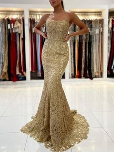 Silhouette:?A Line Waist: Natural Sleeve Length: Sleeveless Fabric:?Lace Shown Color:?Golden Built-In Bra: Yes Gold Formal Dresses, Lace Evening Dress Long, Gold Formal Dress, Cheap Prom Dresses Long, Mermaid Prom Dresses Lace, Golden Lace, Prom Dresses Long Mermaid, Long Prom Dresses, Lace Mermaid