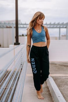 Roomy sweatpants that keep you in your flow (and make every sweat sess more fun) are an athlete's dream. Accents like elasticized waist and cuffs keep the vibe modern. Super-soft fabric Elasticized waist and cuffs Trendy Sweats With Elastic Waistband For Jogging, Trendy Sweats With Ribbed Waistband For Jogging, Athleisure Letter Print Joggers For Loungewear, Athleisure Joggers With Letter Print For Loungewear, Trendy Sweatpants With Elastic Cuffs For Jogging, Cotton Joggers For Workout During Sports Season, Letter Print Joggers For Loungewear, Trendy Sports Sweatpants With Elastic Waistband, Trendy Relaxed Fit Gym Bottoms