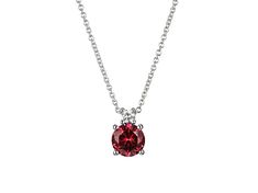 1.00ct Round Red Lab Created Ruby With 0.07ct Round White Lab Grown Diamond Rhodium Over Sterling Silver Necklace. Measures Approximately 18"L x 0.25"W. Spring Ring Clasp. 2" Extender. Red Lab, White Lab, Ruby Gemstone, Cultured Pearls, Sterling Silver Necklace, Diamond Gemstone, Spring Rings, Gemstone Colors, Sterling Silver Necklaces