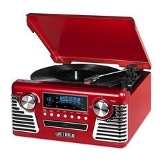 an old - fashioned record player with turntable and radio