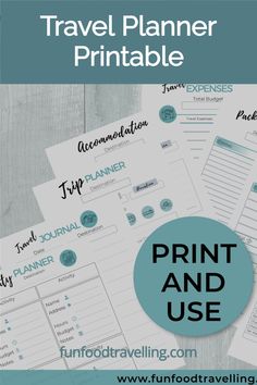 the print and use travel planner is shown with text overlay