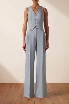 Tailored Clothes, Shona Joy, Looks Chic, Tailored Pants, Formal Outfit, Blue Pants, Pocket Detail, High Waisted Pants, Look Fashion