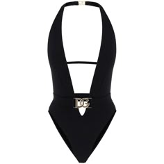 Dolce&Gabbana One-Piece Swimsuit In Stretch Technical Fabric Featuring A Plunging V-Neckline And Elastic Belt With Gold-Tone Metal Logo Buckle. Hook Closure At Rear Neck And On The Back. The Model Is 177 Cm Tall And Wears A Size 1.Material: 75% Pa 25% EaMade In: ItalyColor: BlackCollection: Fall - Winter 2023O9b74j Fuga2 Dolce And Gabbana Swimsuit, Luxury Black One-piece Swimwear, Designer Swimsuit, Gold Swimsuit, Outfits Jewelry, Luxury Swimsuits, Floral Print Swimwear, Dubai Outfits, Dr Wardrobe