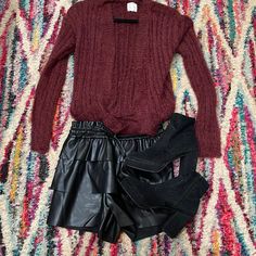 Size: Small | Nwt | 55% Polyester 45% Pu Brown Shorts For Day Out In Fall, Faux Leather Short Bottoms For Fall, Faux Leather Shorts For Fall, Short Faux Leather Bottoms For Fall, Fall Faux Leather Short Bottoms, Fall Faux Leather Shorts, Trendy Fall Shorts For Night Out, Trendy Shorts For Night Out In Fall, Casual Faux Leather Shorts For Fall