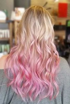 Blonde And Pink Balayage, Pink And Blonde Hair, Amber Hair Colors, Blonde To Pink Ombre, Pastel Pink Ombre, Lover Outfit, Pink Dip Dye, Amber Hair, Pink Ombre Hair