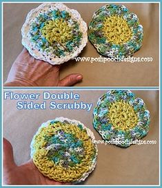 crochet flower double sided scrubby pattern