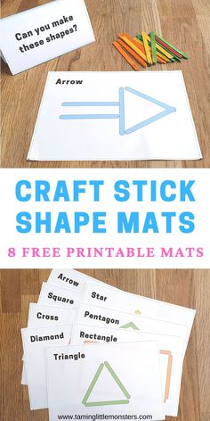 the craft stick shape mats and free printable mats