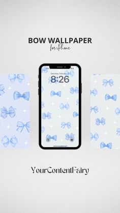 an iphone with bow wallpaper on it