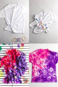 tie dye t - shirts are being used to make an art project