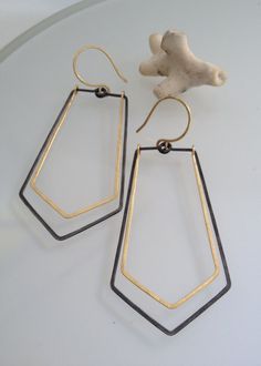 Hammered Bronze and Steel Geometric 'Double by NewRefinedBasics, $38.00 Geometric Metal Earrings For Everyday, Modern Geometric Hoop Earrings With Ear Wire, Modern Gold Geometric Earrings, Modern Geometric Gold Earrings, Modern Geometric Ear Wire Earrings, Gold Geometric Earrings For Everyday, Geometric Gold Hoop Earrings For Everyday, Gold Geometric Hoop Earrings For Everyday, Everyday Geometric Gold Hoop Earrings