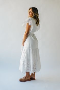 Get ready to turn heads in the Cresswell Eyelet Detail Dress! This stunning off-white dress features eyelet detailing and a figure-flattering silhouette, perfect for any occasion. With its playful design and unique features, this dress is sure to make a statement wherever you go. Be the talk of the town in the Cresswell Eyelet Detail Dress! Details self: 100% cotton lining: 100% rayon Fabric Care Guide Here Sizing & Fit Measurements are approximate and taken while laying flat across the front. N Drop Shoulder Cardigan, Off White Dresses, Talk Of The Town, Nursing Friendly, The Talk, Unique Features, Rayon Fabric, Cardigan Jacket, Playful Design