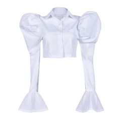 image_0 Trendy Blouse With Puff Sleeves And Button Closure, White Blouson Sleeve Button-up Blouse, White Button-up Blouse With Blouson Sleeves, White Trendy Tops With Blouson Sleeves, White Button-up Top With Blouson Sleeves, Trendy White Tops With Blouson Sleeves, Fall Puff Sleeve Shirt, Summer Button-up Tops With Blouson Sleeves, Cotton Fitted Shirt With Puff Sleeves