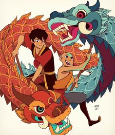 an image of two people and a dragon