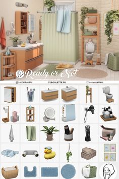 the bathroom is decorated in pastel colors and has lots of items to choose from