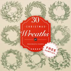 christmas wreaths with free sample stamps